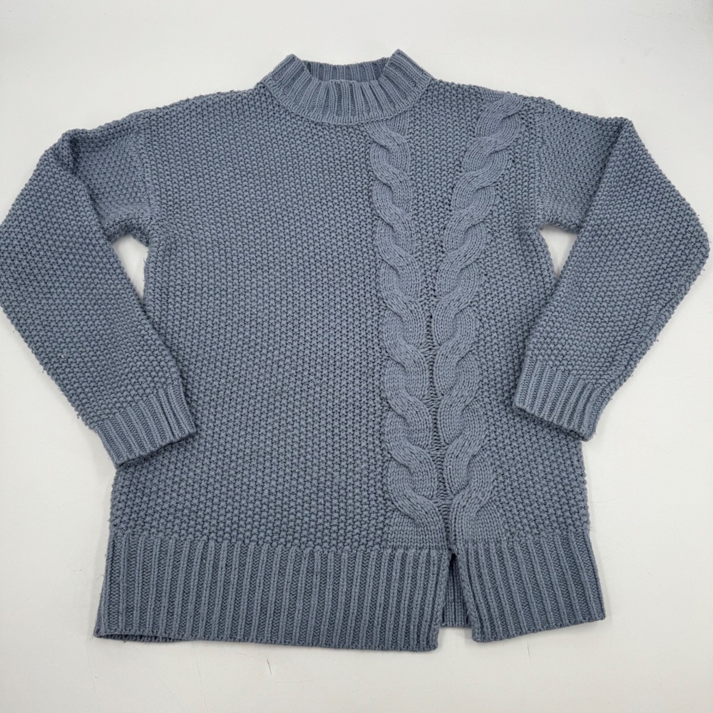 Simply Vera Vera Wang Cable Knit Sweater Mock Neck Pullover Blue Size M
